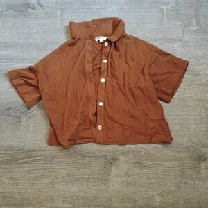 Madewell Central Shirt - Rust Brown Cotton Button-Up - Women's Medium